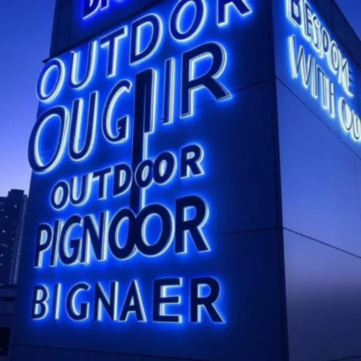 Iluminowany szyld PolishSignage na tle wieczornej panoramy miasta