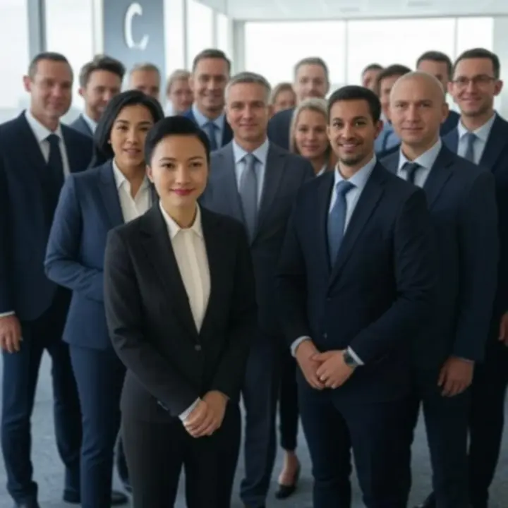 Zespół przywódczy PolishSignage na tle nowoczesnej, podświetlanej reklamy