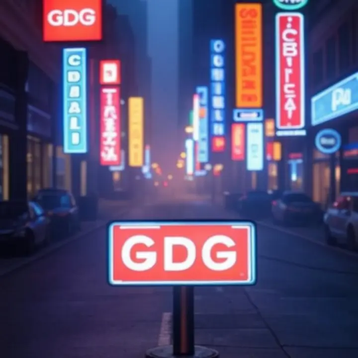 Podświetlana instalacja signage na elewacji budynku w nocnej scenerii