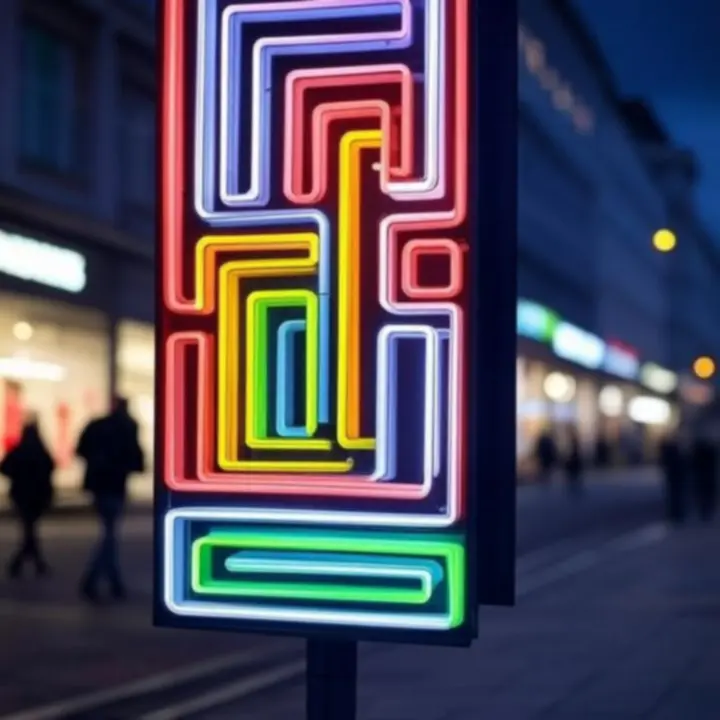 Panorama miasta z nowoczesnymi szyldami podświetlanymi na elewacjach budynków